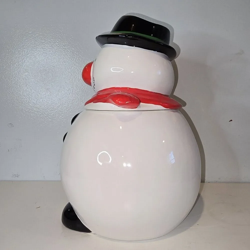 Vintage Musical Snowman Cookie Jar Plays White X'Mas Music Never Used